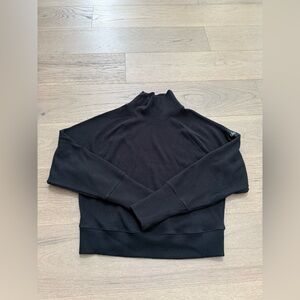 Alo black waffle weekend escape mock neck long sleeve | SMALL